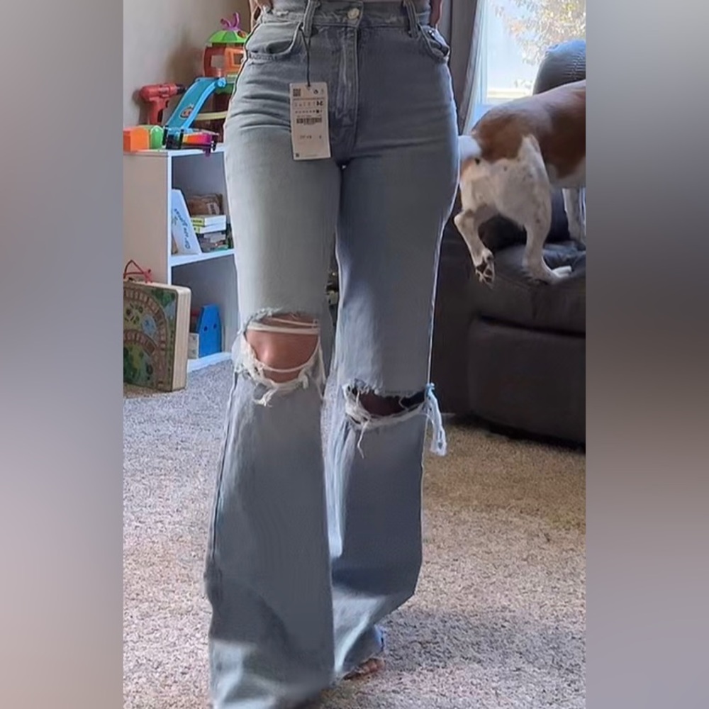 ZARA NEW WIDELEG High rise jeans